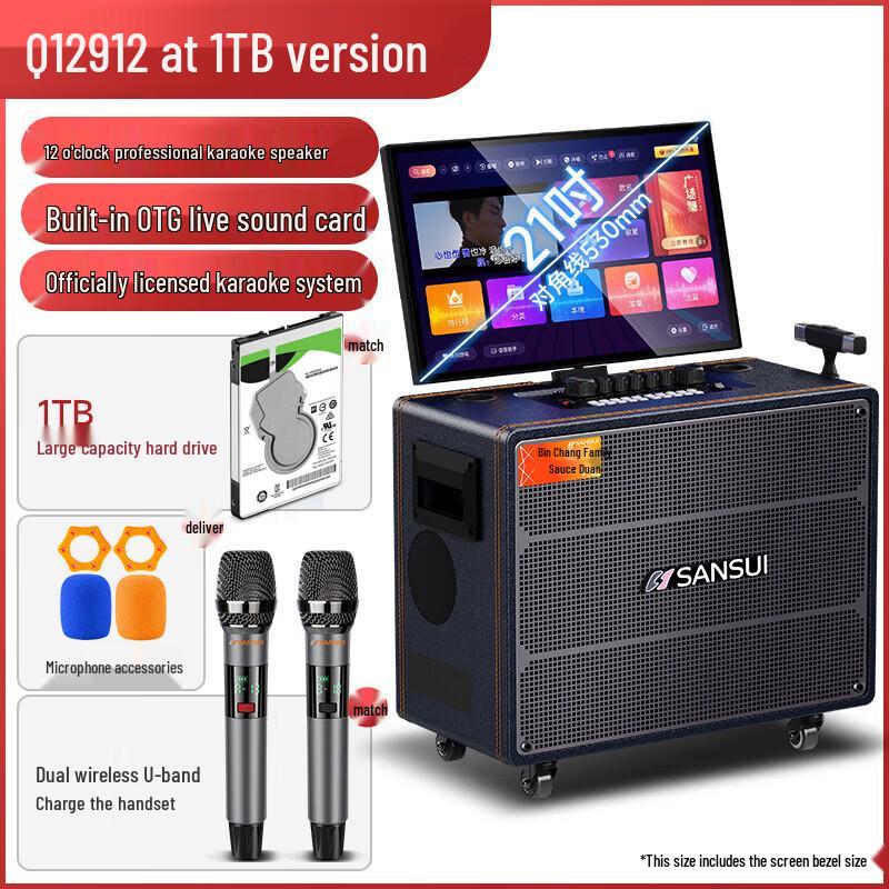 SANSUI Q129 Portable KTV Speaker with Display CN plug (adapter included) (CN version)