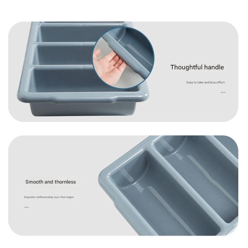 Plastic Silverware Holder with 4 Sections for Home Organization Four Compartments Kitchen Tool Organiser
