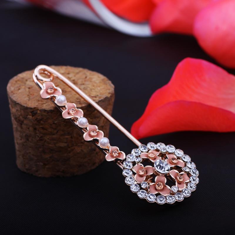 Брошь JMXD-Group «Цветы, соревнующиеся друг с другом», Модные универсальные бриллиантовые аксессуары для темперамента розового золота