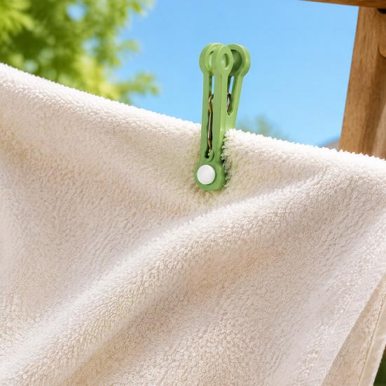Plastic Drying Clamps 16PCS Clothes Pins, Compact Non-Slip No-Trace Laundry Clips, Spring Strong Grip Fabric Holders Loaded Clips for Socks Towels And
