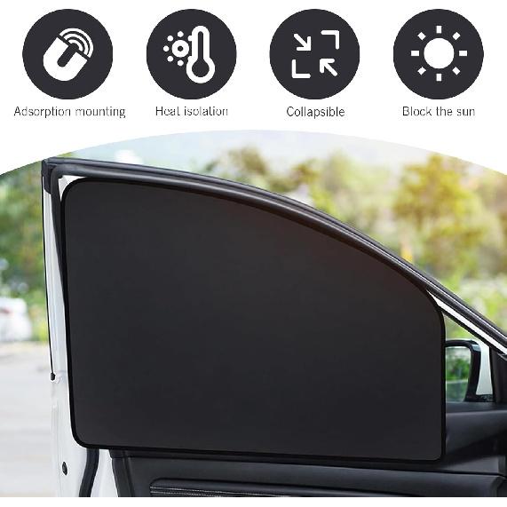 Downhill 4 PCS Car Side Window Sun Shades, Sun Protection Breathable Privacy Protection Car Window Sun Shades, Heat Ulation Magnetic Suction