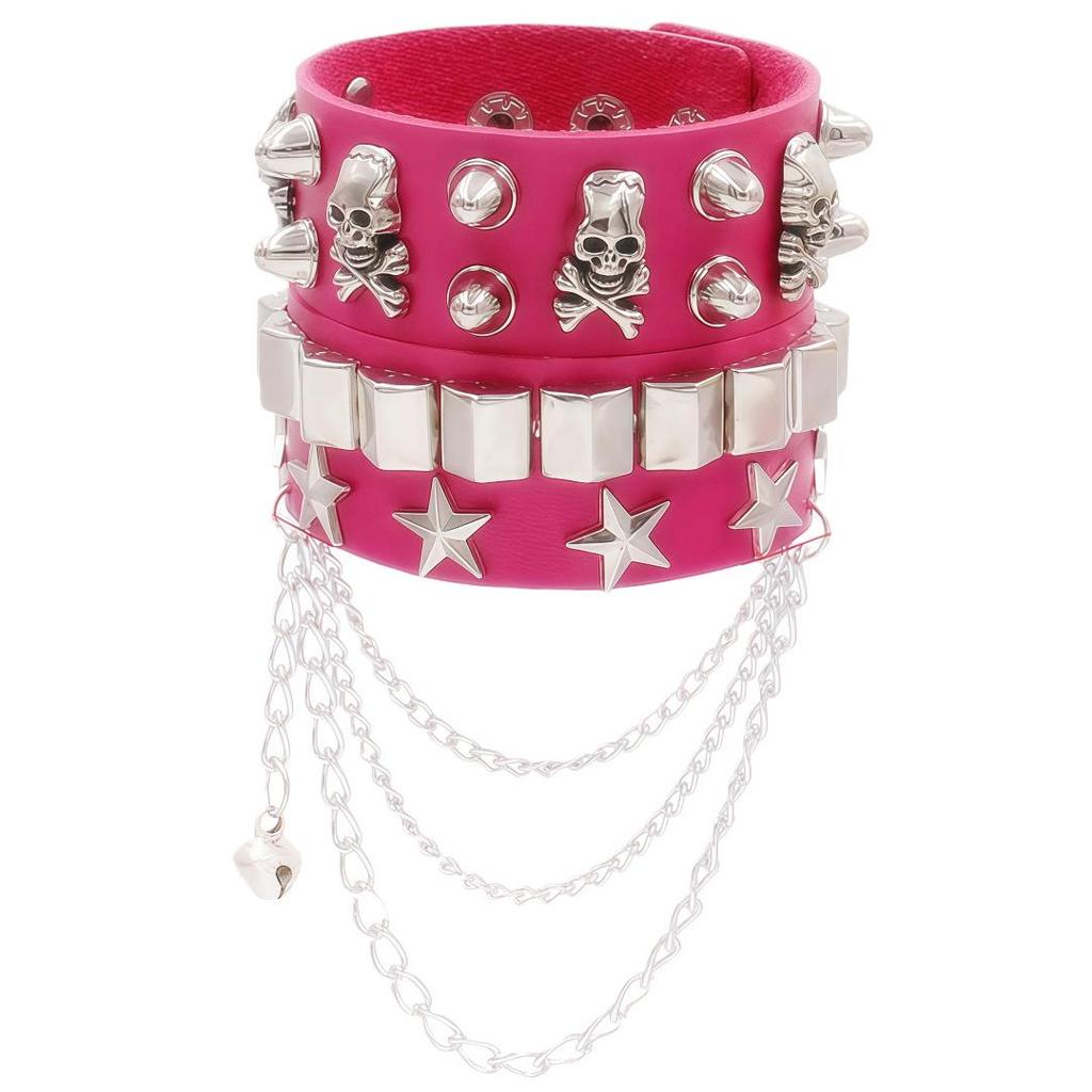 European & American Multi-layer Leather Skull Rivet Punk Bracelet