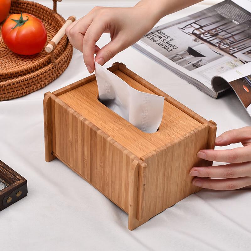 Customizable Bamboo Desktop Tissue Box Holder