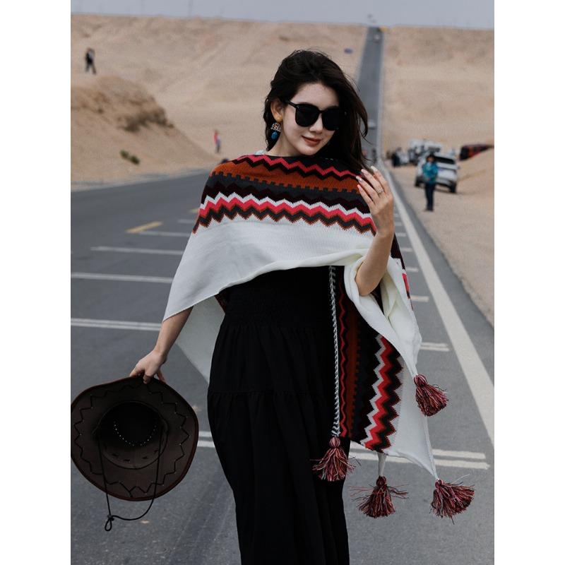 Bohemian Ethnic Style Cape Women Yunnan Tourism Summer Sunscreen Cloak Decoration Retro Cloak Ancient Style Tassels