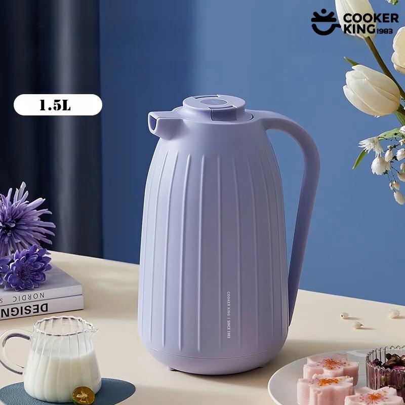 COOKER KING 1.5L Glass Inner Liner+PP Large-capacity Teapot Thermos Flask and Thermos Cup Thermos Cup Portable Thermos Cup 1.5L фиолетовый