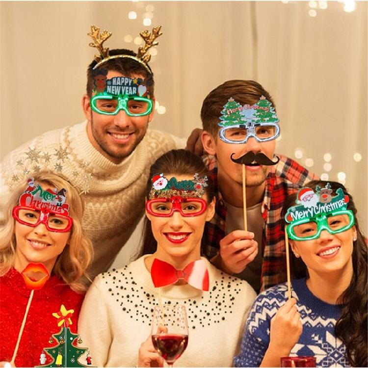 New Year Glasses Christmas Glowing Glasses Photo Props for Kids Teens Adult