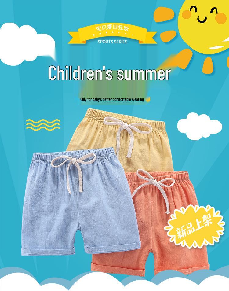 2020 Kids' Cotton Linen Korean-Style Summer Shorts: Trendy, Sporty Fashion