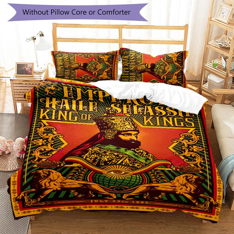 Rastafari Lion of Judah 3pcs Bedding Set Duvet Cover Closure Includes 1 Duvet Cover & 2 Pillowcases for All Seasons Bedroom Home Dorm Decor