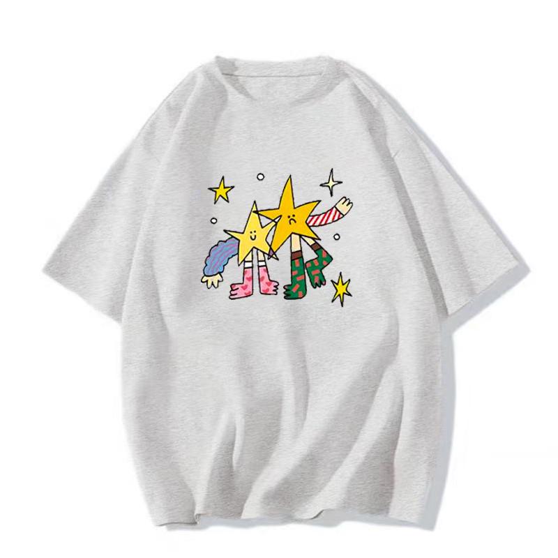 2025 Women's Loose-Fit Black Short Sleeve T-shirt – Pure Cotton, Trendy American Niche Design