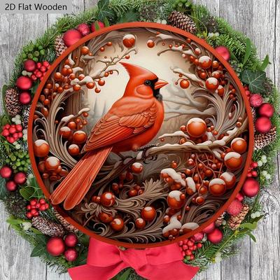 Klassisches Kardinal Holz-Weihnachtsschild - Navidad Rundes Schild für Kirchen Tür Wandbehang Dekor - Ideale Weihnachtsdekoration