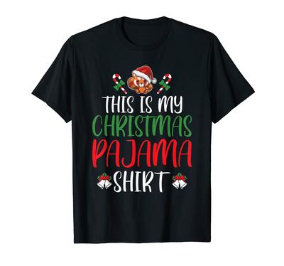 Funny Red Panda Santa Hat Christmas Lights Christmas T-Shirt