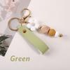 Custom Silicone Flower Beads Keychain Soft PU Leather Anti-Scratch Bag Pendant Lovely Gift for Women Valentine's Day