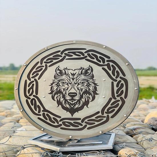 60.96 Cm Medieval Viking Shield Fenrir Wolf Battleworn Shield Warrior Shield Wall Decor Best Gift for Decoration