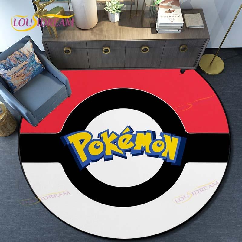 Cartoon Pokemon Round Carpet Fashion Cartoon Pictures Printed Round Area Rugs Parlor Bedroom Floor Mat Anti-slip  Area Rug  Rugs