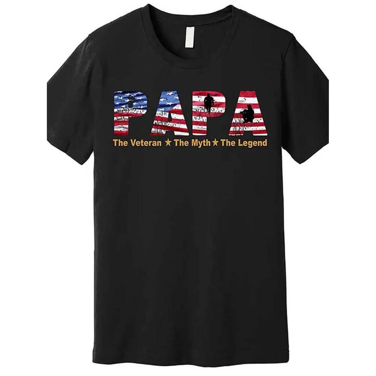 

Papa The Veteran The Myth The Legend Premium T-Shirt 563356 Funny Men039;S Short Sl Unisex T-Shirt S