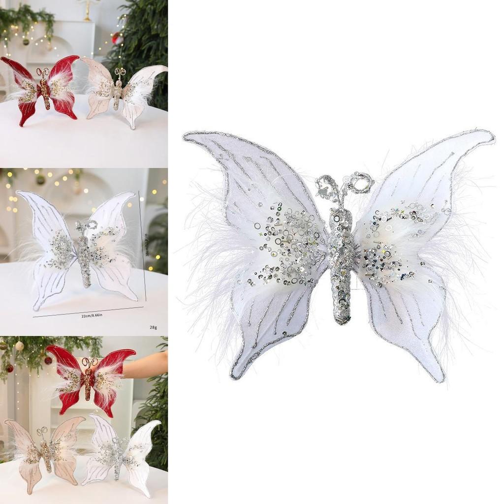 Christmas Decor Butterfly With Plush Fabric For Holiday Scene Decoration