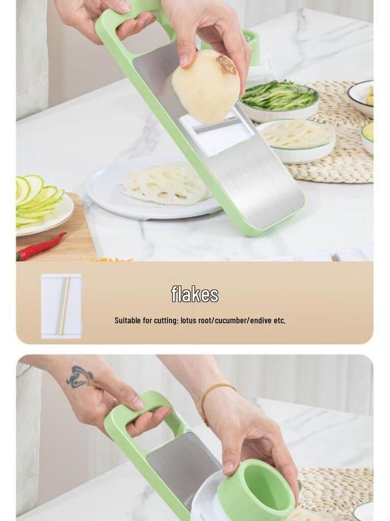 Multifunctional Vegetable and Potato Slicer, Shredder, and Julienne Grater with Kitchen Inserts