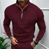 Men's Casual Fleece-lined Half-Zip Stand Collar Sweatshirt