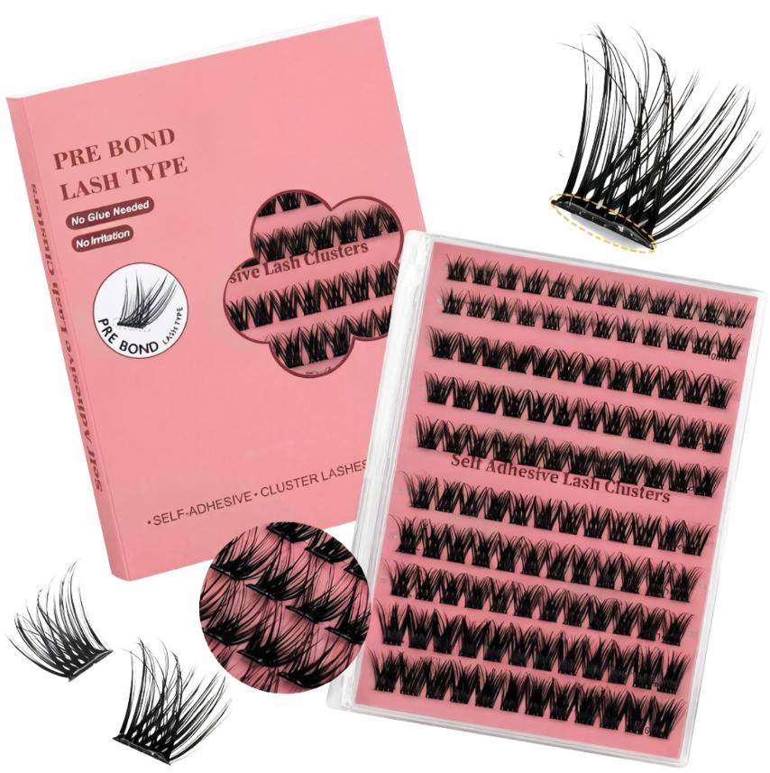 UNIQUE LASHES Cluster Lashes DIY Press-ON Lashes Extensions Private Label Handmade 20D 30D 40D Fluffy Lash Clusters PLASTC TRAY OR PAPER BOX&Mix&J&0.07MM чёрный