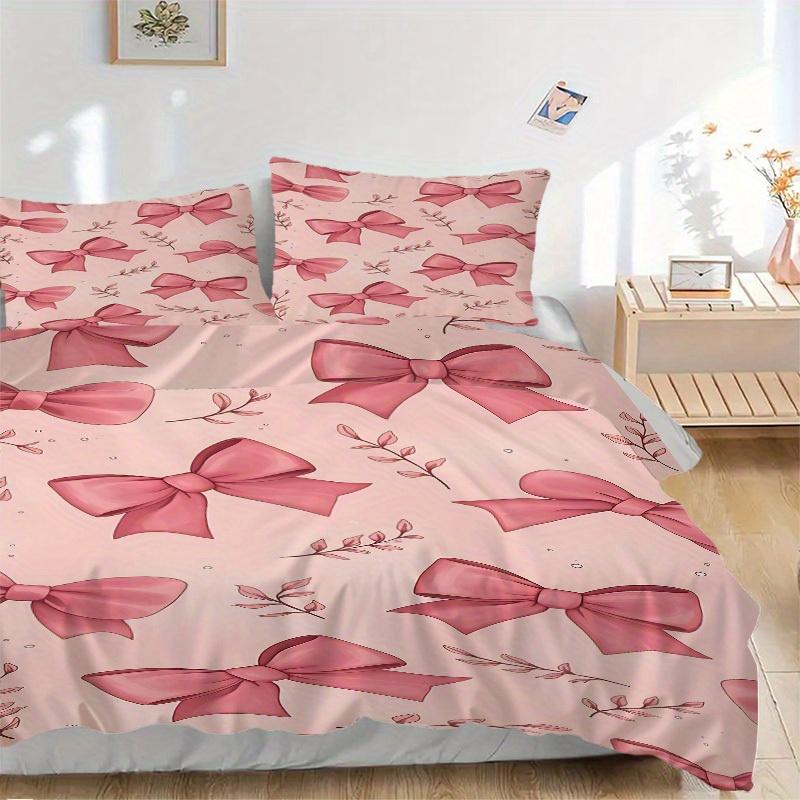 3pcs Bow Floral Bedding Cover Set, Fashion Classic Popular Print Bedding Set, Soft Comfortable, All - Season Use, For Bedroom, Guest Room150
