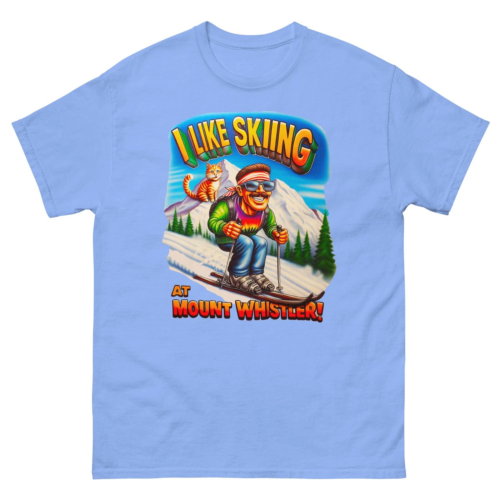 I Like Skiing At Mount Whistler Cat T-shirt, Funny Skiing Cat T-shirt XL