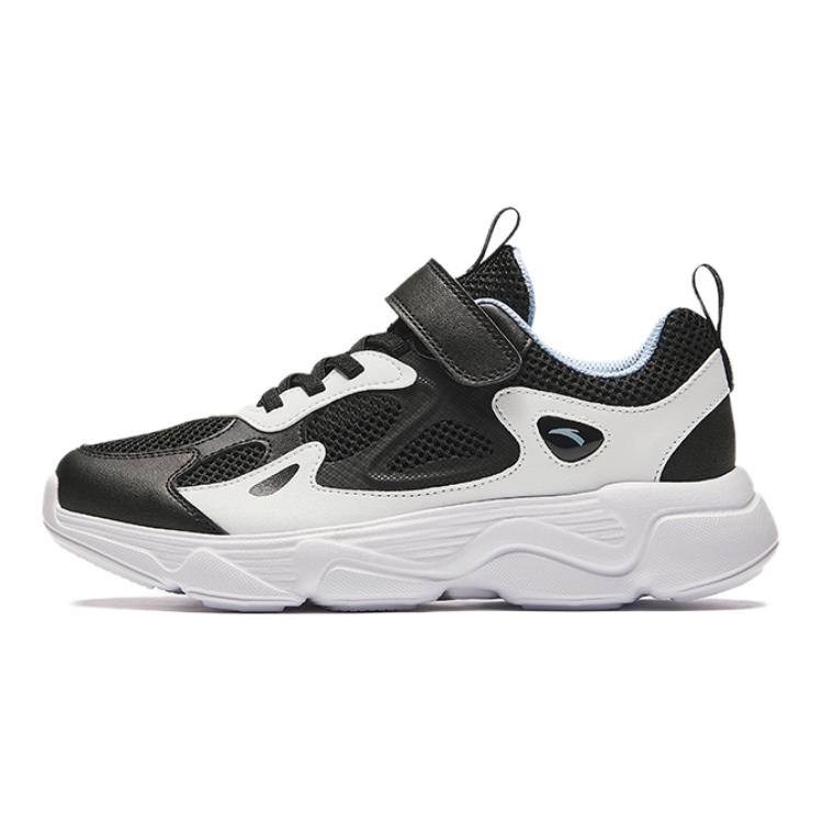 Anta Comfortable Versatile Shock Absorbing Breathable Low Top Casual Shoes Kids sneaker Black White 312438803-1