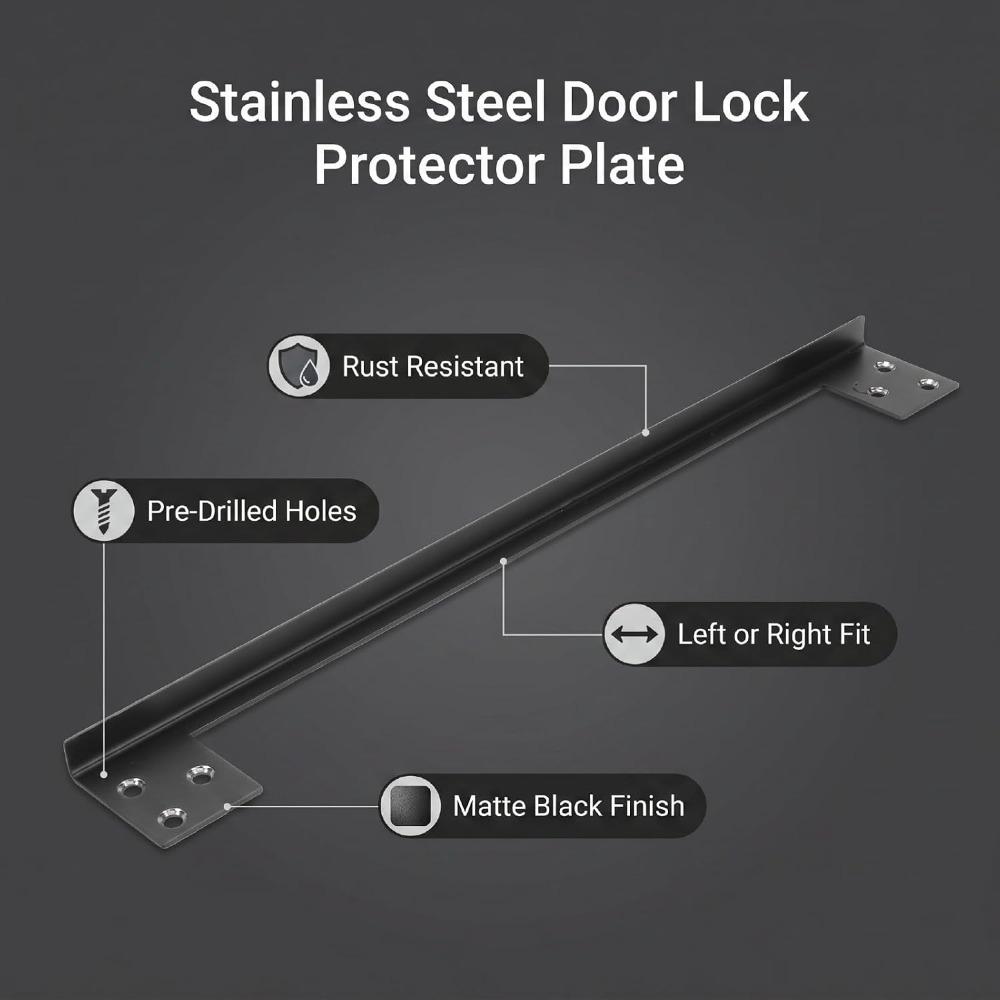 Steel Door Guard Plate Easy Installation Door Latch Shield Door Latch Guard Plate  Apartment