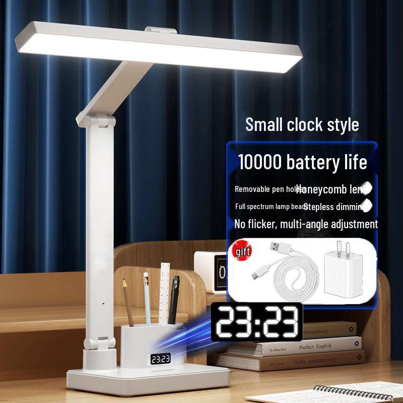 Smart Rechargeable Desk Lamp with Eye Protection and Clock for Students