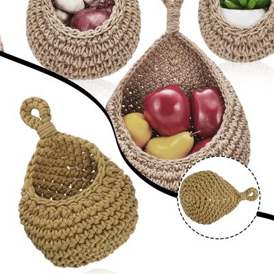Atmungsaktiver Hängekorb mit Naturjute und Baumwollseil zur Aufbewahrung von Gemüse und Obst in Küche oder Werkstatt