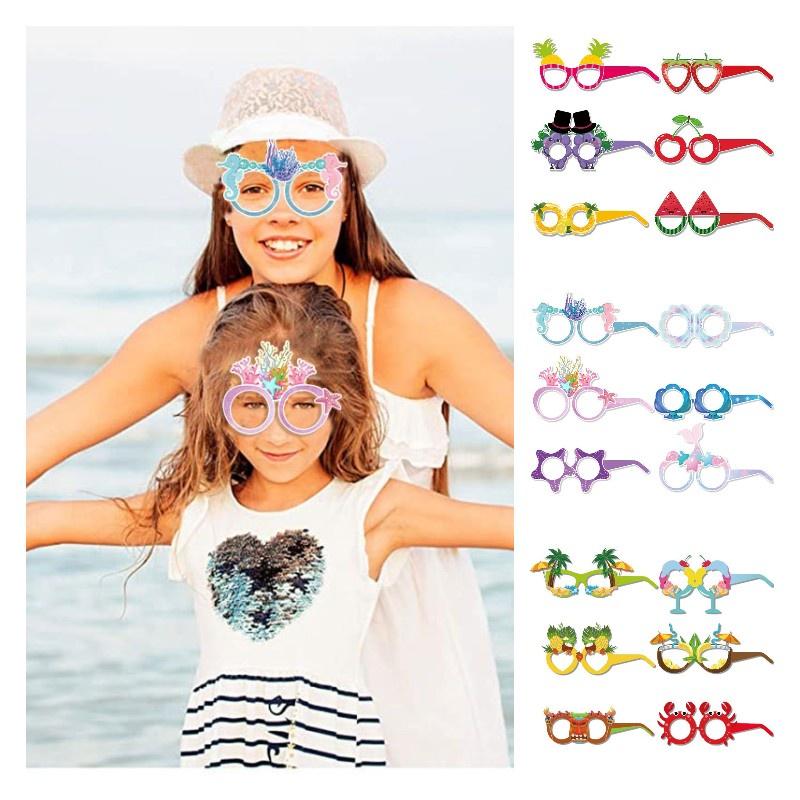 New Ocean Mermaid Fruit Paper Glasses For Children's Summer Party Decorations Colorful Printed Paper Eyewear Prop