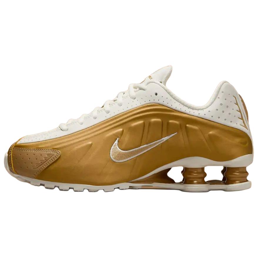 Nike Shox R4 Metallic Gold Women Sneakers Soft-Pearl AR3565-010 38.5