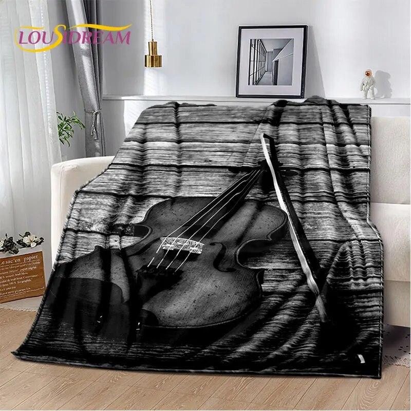 

Классическое скрипичное музыкальное мягкое плюшевое одеяло, фланелевое одеяло, одеяло для гостиной, спальни, кровати, дивана, чехол для пикника 75x100cm (30x40inch)