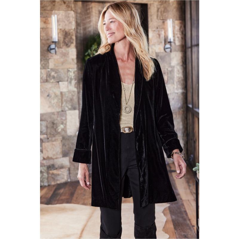 Women's Street Trend Velvet Long Blazer Cardigan New Long Sleeve Trench Coat