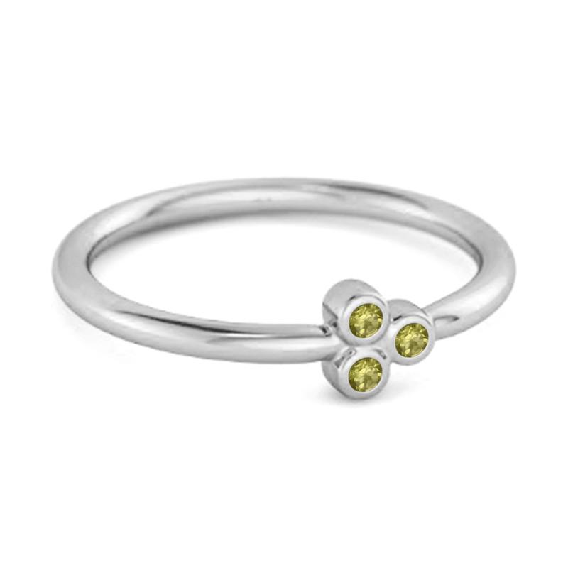 Peridot Triple Bezel Cluster Ring -925 Sterling Silver