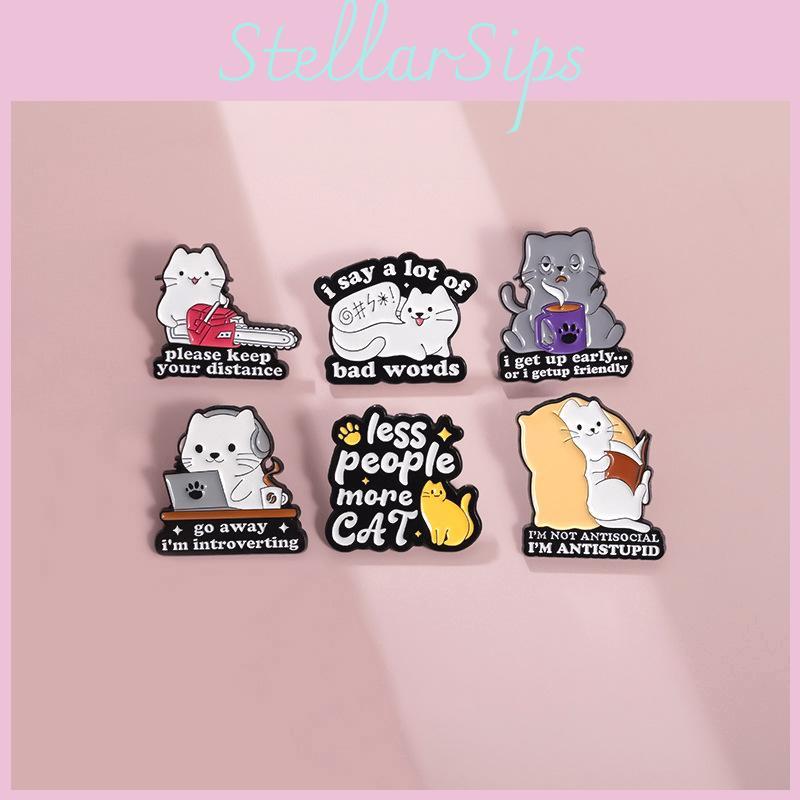 Quirky Cartoon Cat Character Metal Pin Unique Decorative Alloy Brooch For Everyone