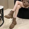 Shoes for Women 2025 Lace Up Zipper Casual Lady Fashion Boots Winter Round Toe Mixed Colors Leopard Chunky Heels Plus Size Boots