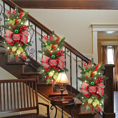 Guirnalda Navideña para Escalera, Colgante de Lazo para Colgar en el Suelo, Decoración Navideña Nórdica para el Hogar