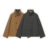2026 Womens Stand Collar Reversible Jacket Slim Fit Vintage Short Coat Casual Commute Street Style