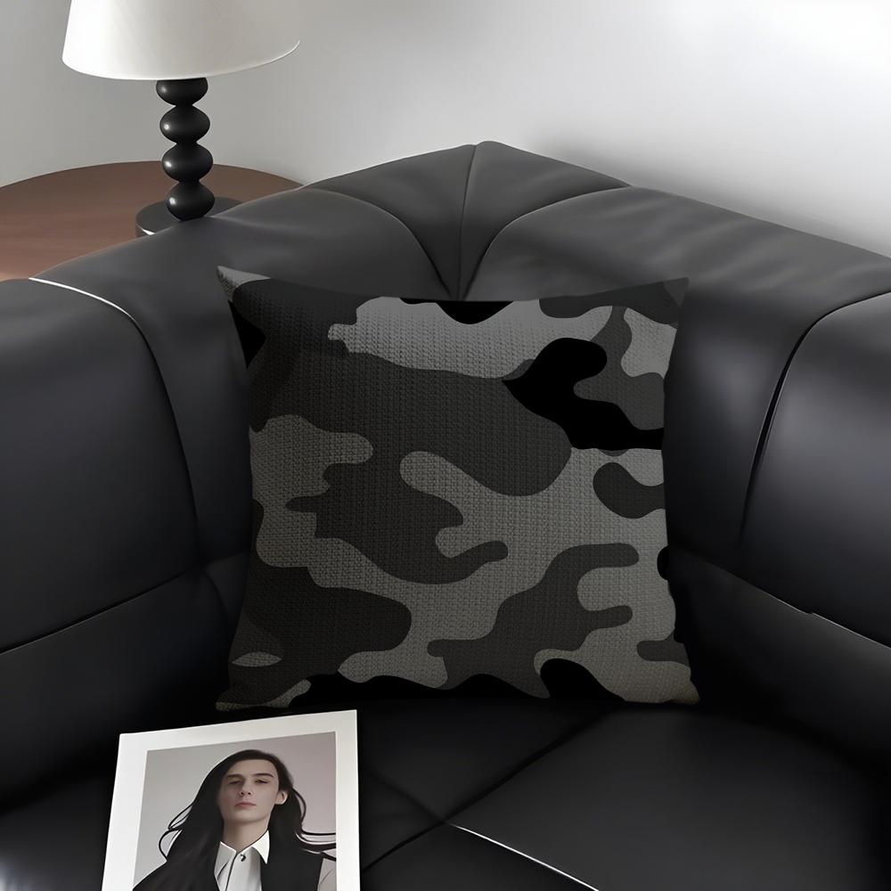 Camouflage Cushion Cover Natural Linen Organic Fabric Double-Sided Printing Sofa Home Decor Gift Pillow Case