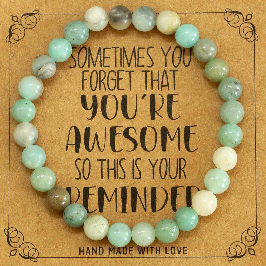 European 6mm Natural Agate Crystal Beaded Bracelet - Handmade Elastic Cord Jewelry for Women
