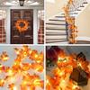 Xiaomi 1pc LED Battery Powered Double Red Maple Leaf Halloween Fall String Light Good Gift Perfect For Home Bedroom Park Patio Decor
