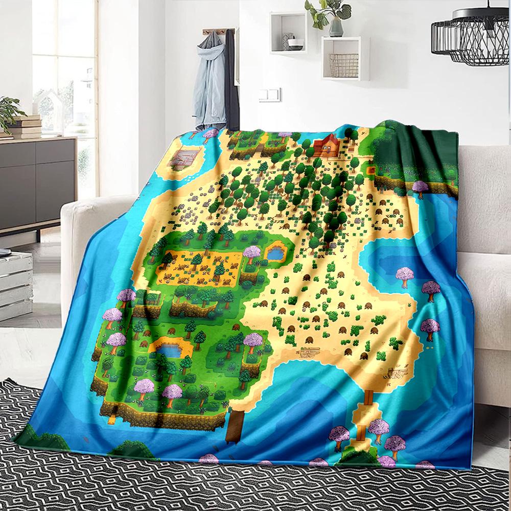 1pc Blanket - game Stardew Valley Print Design,Lightweight Blanket for Sofa,Bed- Soft &Warm,Gift for All Seasons