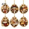 Acrylic Santa Hanging Ornaments 6 Pcs Christmas Pearl Art Ornaments, 2D Flat Holiday Tree Pendant, Decorations Effect Decoration for Home Wall