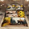Homewish Rustic Farmhouse Lodge Cabin Duvet Cover Set 2pcs/3pcs, Moose Deer Bear Bedding, Woodland Animal Comforter Cover Set