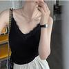 Bow Lace Spaghetti Strap Camisole Women Padded Backless Crop Tank Top