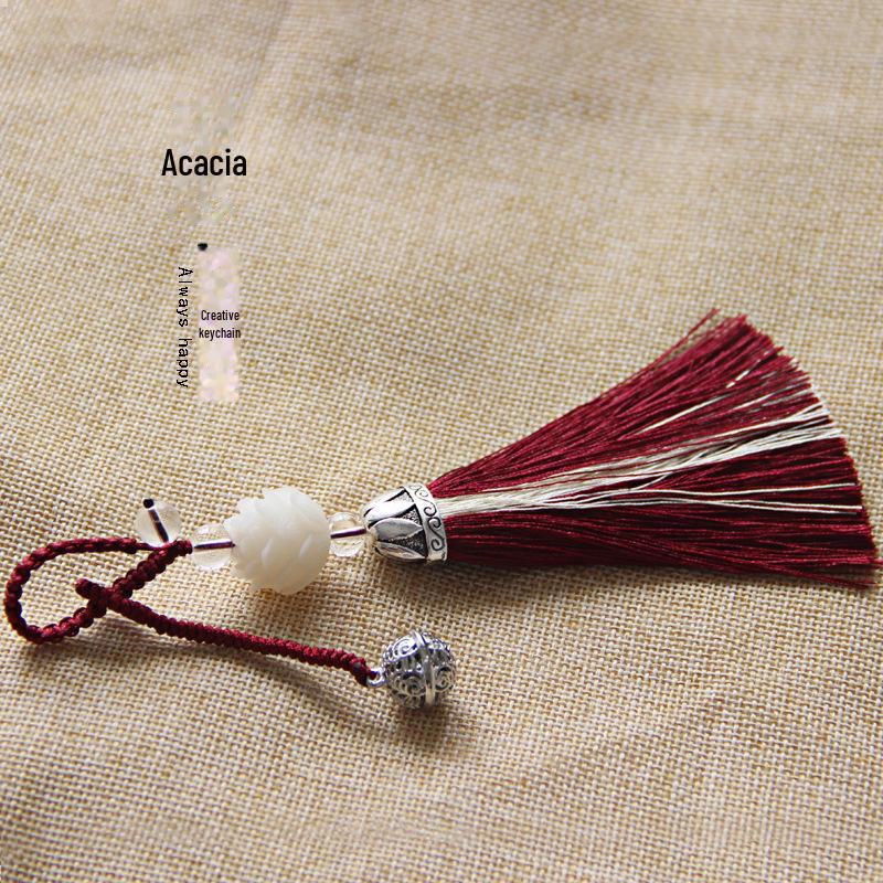 Elegant Lotus & Palace Bell Tassel Keychain Pendant for Bags & Cars