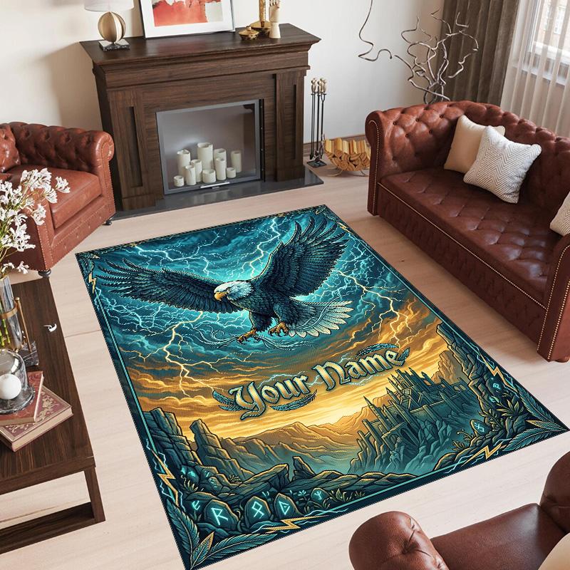 Birds Theme Crystal Velvet Floor Rug Personalized Custom Name Text Warm Carpet Home Decoration