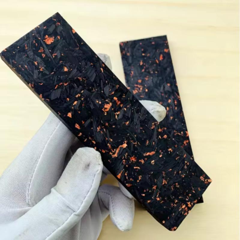 1pieces Carbon Fiber Black Marbled Material Gold Copper Foil Powder Compression Patch Plate for DIY Knife Handle Patch Material