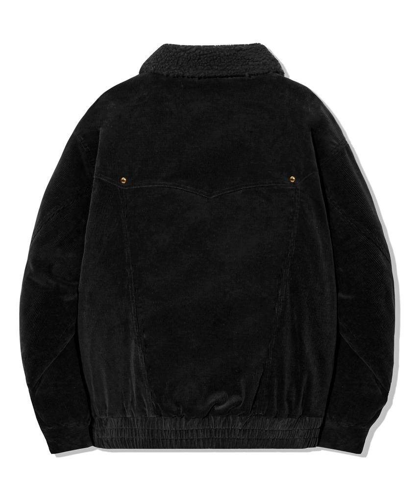 Trillion Sherpa Corduroy Studded Western Jacket_Black