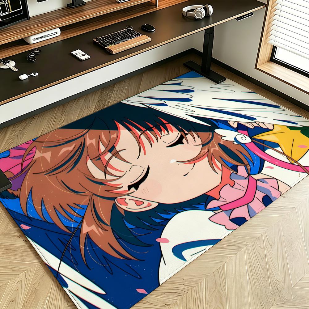 Anime M-Magical S-Sakura Floor Mat Soft Flannel Floor Mat Suitable for Entryways, Living Rooms, Bedrooms, and Bathrooms